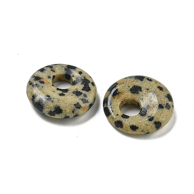 Natural Dalmatian Jasper Donut/Pi Disc Charms G-G142-02I-1