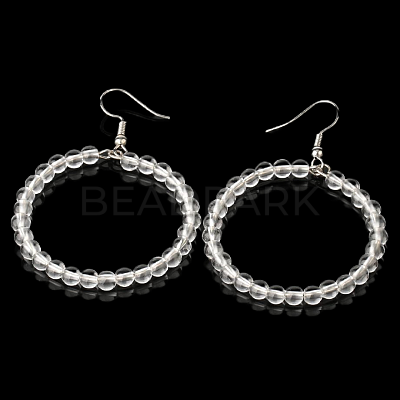 Fashionable Natural Clear Crystal Hoop Earrings for Women KJ9273-13-1