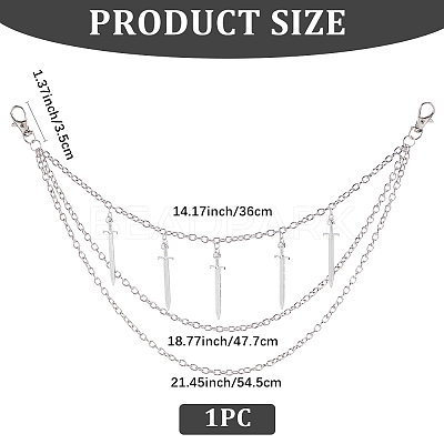Alloy Multilayer Chain Belts for Pants AJEW-WH20018-133-1