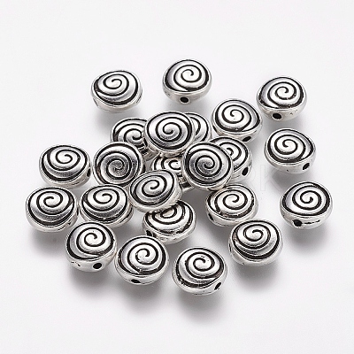 Tibetan Style Alloy Flat Round Carved Vortex Beads LS-TIBEB-5437-AS-FF-1