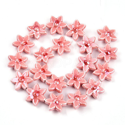 Glazed Porcelain Beads Strands PORC-N008-10H-1