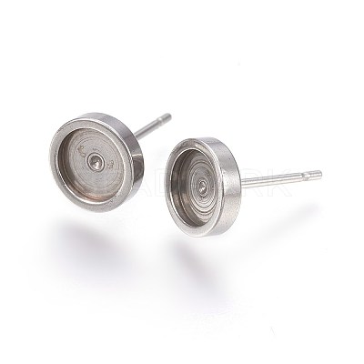 Tarnish Resistant 304 Stainless Steel Stud Earring Settings STAS-L219-02C-1