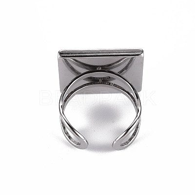 Tarnish Resistant 201 Stainless Steel Cuff Pad Ring Settings STAS-S080-041E-P-1