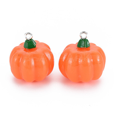 Autumn Theme Opaque Resin Pendants X-RESI-S356-079-1