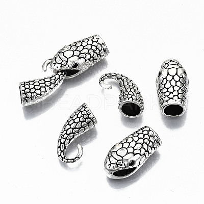 Tibetan Style Alloy Hook and Snake Head Clasps X-TIBE-N011-040AS-RS-1