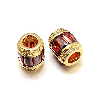 Column Brass Micro Pave Cubic Zirconia European Bead ZIRC-N017-21G-NR-1