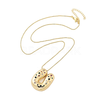 Brass Micro Pave Cubic Zirconia Letter Pendant Necklaces KK-Z069-01G-U-1