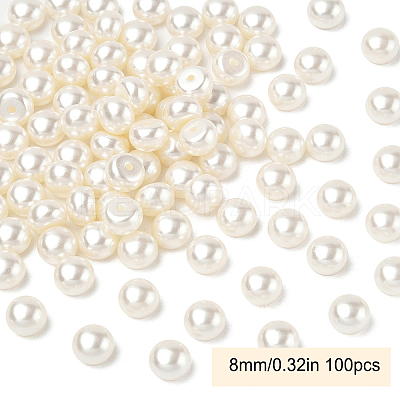 100Pcs ABS Plastic Imitation Pearl Beads OACR-YW0002-46C-1