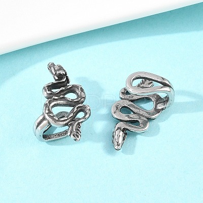 Snake 316 Stainless Steel Non- Piercing Cartilage Earrings AJEW-C044-08B-AS-1