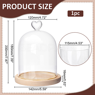 Heart Glass Dome Cover AJEW-WH0794-73-1