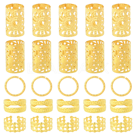 200Pcs 5 Styles Iron Dreadlocks Beads Hair Decoration OHAR-SC0001-13-1