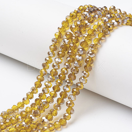 Electroplate Transparent Glass Beads Strands EGLA-A034-T4mm-E02-1