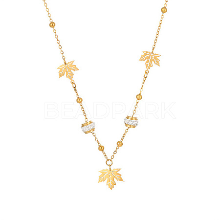 Hollow Maple Leaf Stainless Steel Pendant Necklaces for Women HX9929-1