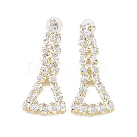 Brass Micro Pave Cubic Zirconia Stud Earrings EJEW-B046-22G-1