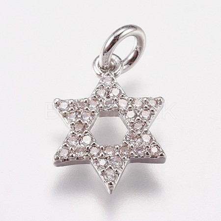 Brass Micro Pave Cubic Zirconia Charms ZIRC-E145-56P-1
