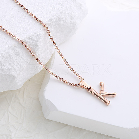 Stainless Steel Letter Pendant Necklaces for Women Men GR8130-11-1