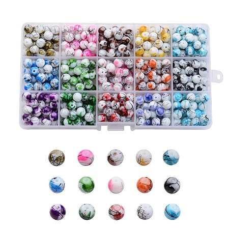 Baking Paint Drawbench Glass Beads DIY-X0273-01-1