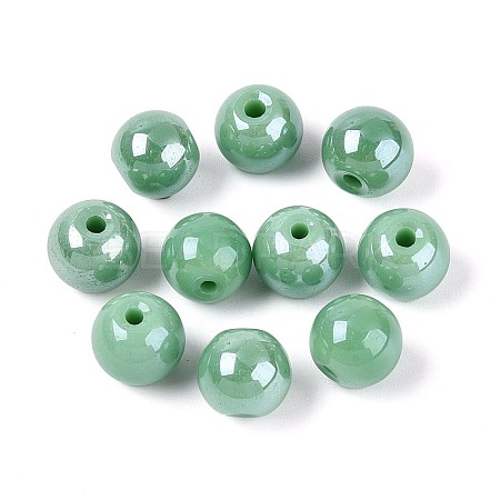 Electroplate Round Glass Beads Strands EGLA-T029-07F-1