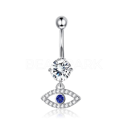 Evil Eye Drop Belly Button Rings for Women AJEW-C010-01P-1