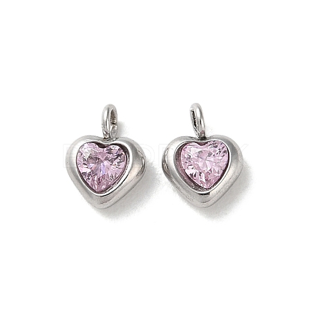 High Polished 304 Stainless Steel Micro Pave Cubic Zirconia Pendants STAS-L022-396A-P-1