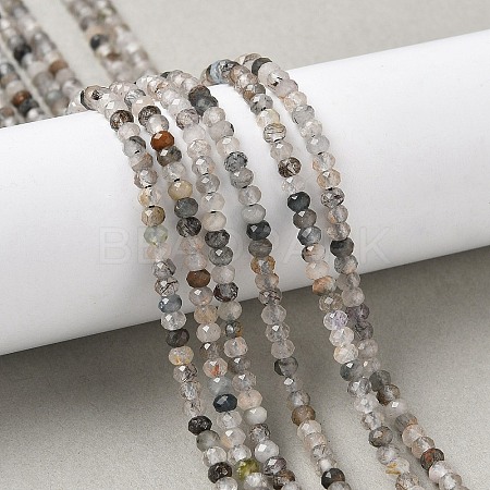 Natural Tourmalinated Quartz Beads Strands G-RM241221-O7-1