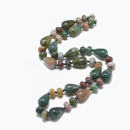 Natural Indian Agate Beaded Necklaces NJEW-S389-11-1