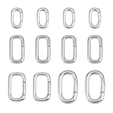12Pcs 4 Styles Brass Spring Gate Rings KK-HS0002-19-1