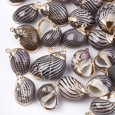 Electroplate Spiral Shell Pendants LS-SSHEL-T009-06-1
