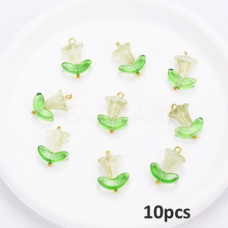 10Pcs Glass Pendants PALLOY-YW00040-04-1