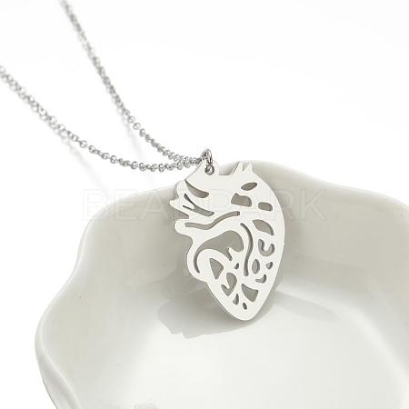 304 Stainless Steel Hollow Pendant Necklaces FS-WGE7531-08-1