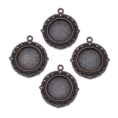 Tibetan Style Alloy Pendant Cabochon Settings TIBE-T003-08R-NR-1