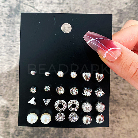 Alloy & Plastic Pearl & Rhinestone Earring Sets WG01624-12-1