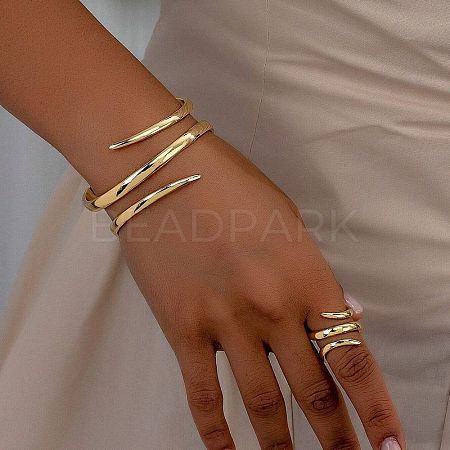 Alloy Spiral Cuff Bangles & Rings Sets FS-WG33B53-02-1