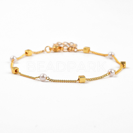 Brass Beaded Bracelets BJEW-JB05354-1