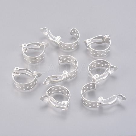 Brass Clip-on Hoop Earring Findings KK-M019-05S-1