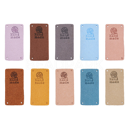 Biyun 60Pcs 10 Colors Microfiber Leather Labels DIY-BY0001-12-1