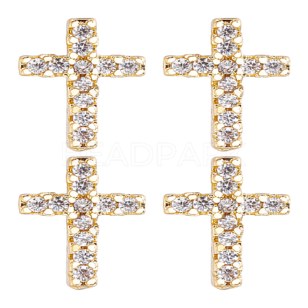 2 Pairs Brass Micro Pave Clear Cubic Zirconia Stud Earrings for Women EJEW-LP0001-57G-1