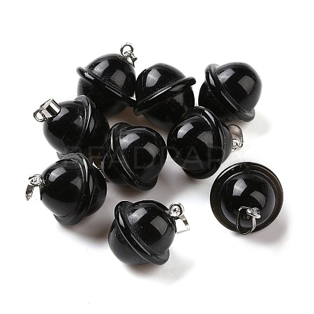 Natural Obsidian Pendants G-B041-01P-16-1