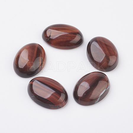 Natural Dyed & Heated Red Tiger Eye Flat Back Cabochons G-G741-25x35mm-13-1