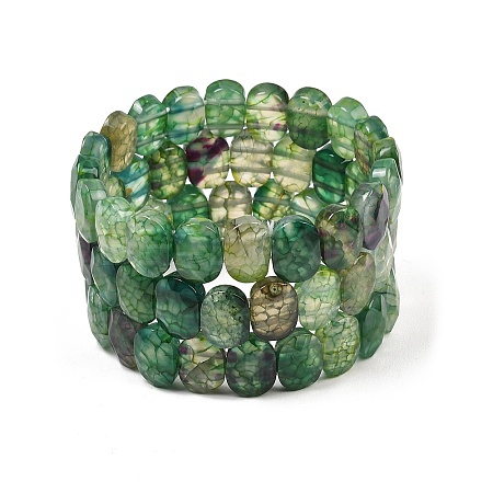 Dyed & Heated Natural Agate Oval Beaded Stretch Bracelet G-E010-01-21-1