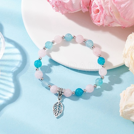 Leaf Alloy Charm Bracelets BJEW-JB12467-03-1