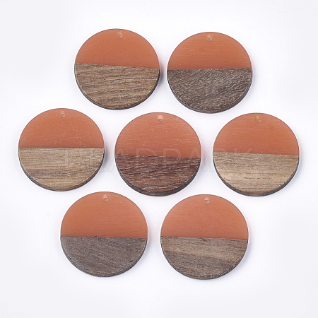 Resin & Walnut Wood Pendants RESI-S358-02B-13-1