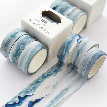 3 Rolls Skiing Theme Pattern Paper Adhesive Tape TAPE-PW0004-001-1