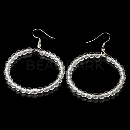 Fashionable Natural Clear Crystal Hoop Earrings for Women KJ9273-13-1