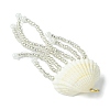 Natural Clam Shell & Glass Pearl & Glass Seed Beaded Big Pendants PALLOY-MZ00298-01-4
