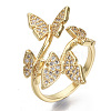 Brass Micro Pave Cubic Zirconia Cuff Rings RJEW-S044-074-NF-1