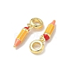 Brass Gold Enamel Pencil European Dangle Charms X-KK-K293-74G-2