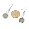 Hexagon Natural Green Aventurine Dangle Earrings EJEW-K298-01P-03-5