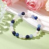 Natural White Jade & Lapis Lazuli & Pearl Round Beaded Stretch Bracelets for Women BJEW-JB11041-02-2