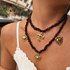 316 Surgical Stainless Steel Enamel Cross Sacred Heart Pendant Natural Garnet Chip Beaded Double Layer Necklaces for Women WG114DF-01-2